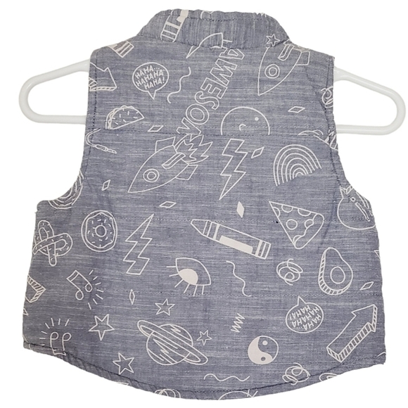 K1214 * Cat & Jack Boys Sleevless Vest Blue-Gray Size 0/3M - Picture 3 of 8